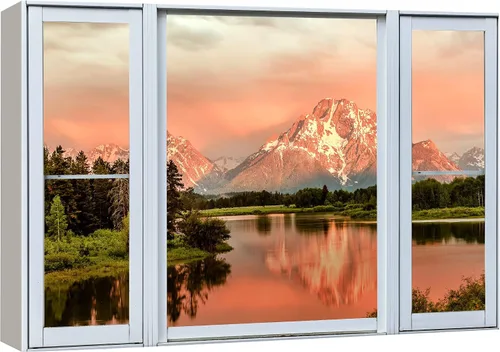 Miniatura 53 de Cuadro decorativo con diseño de ventana moderna blanca con vista, de la marca Wall26®