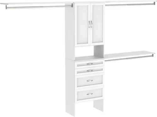 Miniatura 7 de ClosetMaid SuiteSymphony - Kit organizador de armario de madera con torre, 3 barras para colgar, estantes superiores, 3 cajones, ajustable, se
