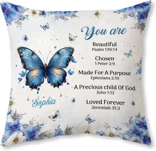 Miniatura 15 de Hyturtle Almohada cristiana personalizada con relleno, regalos religiosos de la Biblia para mujeres, almohada de versículo de la Biblia, regalos