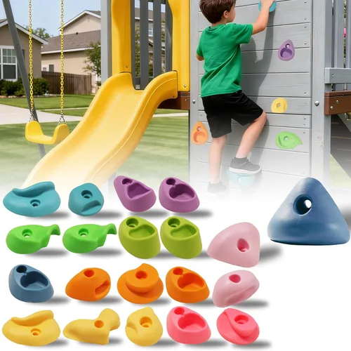 Juego de 20 soportes de escalada en roca para niños, agarres de pared para escalada en roca, juego de pared para interiores y exteriores, juego con