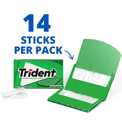 Miniatura 5 de Trident Goma de mascar de menta verde sin azúcar, 3 paquetes de 14 piezas (42 piezas en total)