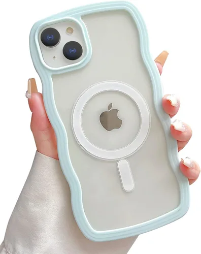 Miniatura 20 de Yeddabox Magsafe - Funda compatible con iPhone 13, diseño de ondas, lindo marco de colores de caramelo con ondas de agua, a prueba de golpes
