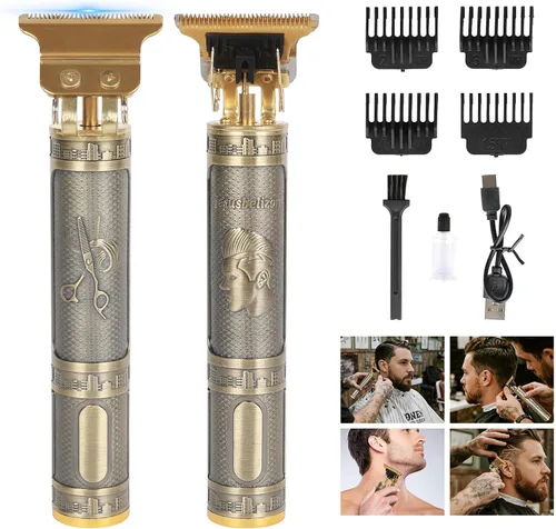 Cortapelos profesional para hombres, recortadora inalámbrica recargable con 4 guías, carga rápida USB-C, cuerpo de metal para barba, cabello y aseo
