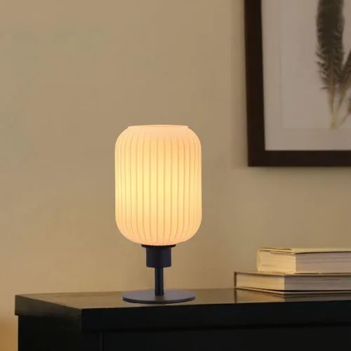 Miniatura 20 de Lámpara de mesa de vidrio de mediados del siglo, lámpara de escritorio regulable, bombilla LED incluida, temporizador incorporado, vidrio ámbar
