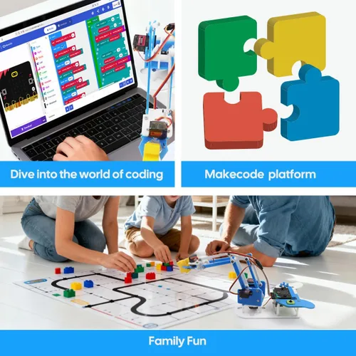 Miniatura 5 de Microbit Kit de brazo robótico inteligente, kit de construcción de brazo mecánico programable 4DF para fabricantes y entusiastas de STEM