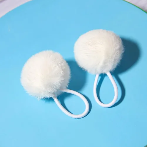 Miniatura 3 de SUSULU Bandas elásticas de pelo sintético de conejo con pompón para mujer, banda de goma con soporte de cola de caballo de 2.0 in, accesorios 6