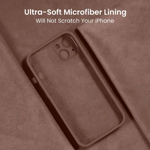 Miniatura 5 de FireNova Funda diseñada para iPhone 13, funda de silicona mejorada [protección de cámara] con [2 protectores de pantalla], forro interior de Marrón