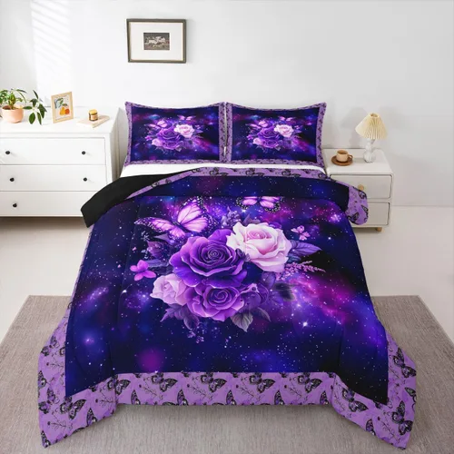 Miniatura 19 de Erosebridal Juego de edredón de corona King y Queen, juego de ropa de cama para parejas adultos, mujeres y hombres, juegos de edredón para boda, San