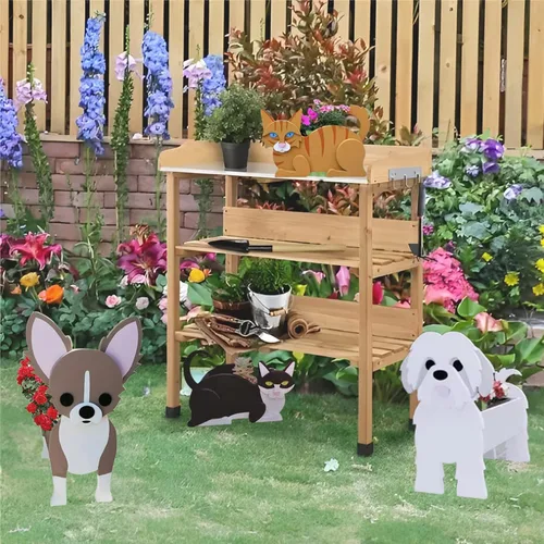 Miniatura 6 de Macetero de flores para perros, regalos para mujeres, bonitas macetas de PVC para perros, macetas para interiores y exteriores, maceta de jardín