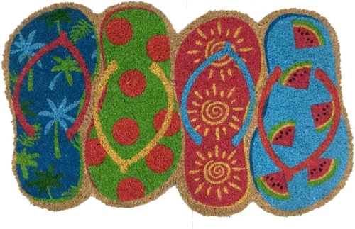 Briarwood Lane Flip Flops Summer - Felpudo de fibra natural de fibra de coco