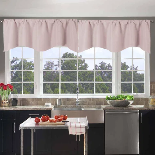 Miniatura 14 de Cenefa Blanco Puro Paquete de 2 - Cortinas de Liquidación para Sala de Estar, Baño y Dormitorio - Estilo Granja Festoneado, 18 Pulgadas de Largo