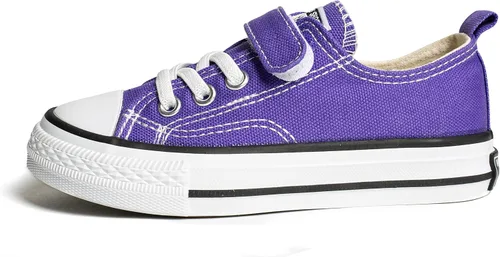 Miniatura 3 de justwaner Zapatos de lona para niños y niñas de parte superior baja ligeros transpirables con gancho y bucle tenis casuales para correr
