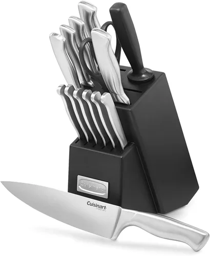 Cuisinart C77SS-15PK Juego de 15 piezas de cuchillería con mango hueco de acero inoxidable, juego de cuchillos de cocina con hojas de acero para