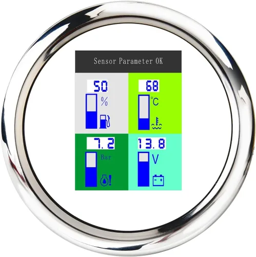 Miniatura 7 de ELING Voltímetro multifuncional 4 en 1 de 3.346 in, presión de aceite, nivel de combustible, medidor de temperatura del agua 9-32 V para automóvil
