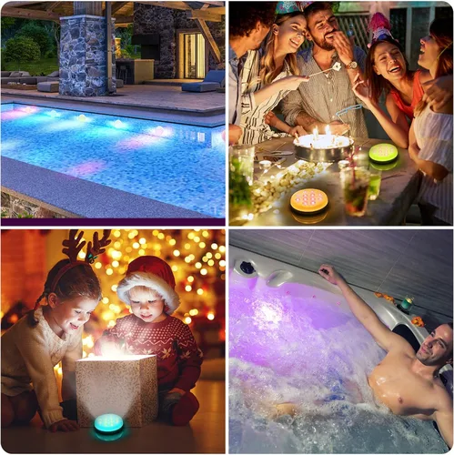 Miniatura 9 de Luces de piscina, luces LED sumergibles recargables con control remoto, imán integrado, 16 luces flotantes que cambian de color, luces subacuáticas