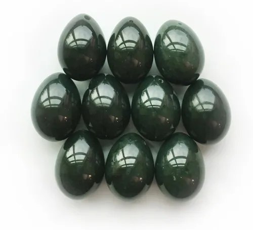 Miniatura 10 de Polar Jade Huevo de piedra hecho de jade nefrita, tamaño mediano (1.693x1.181 in), perforado, con cuerda sin encerar e instrucciones