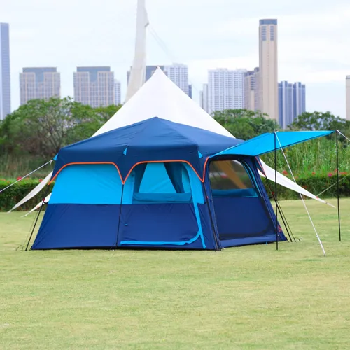 Miniatura 7 de KTT Extra Large Tent 8-10-12-14 Person(A),Family Cabin Tents,2 Rooms,3 Doors and 3 Windows with Mesh,Straight Wall,Waterproof,Double Layer,Big Tent
