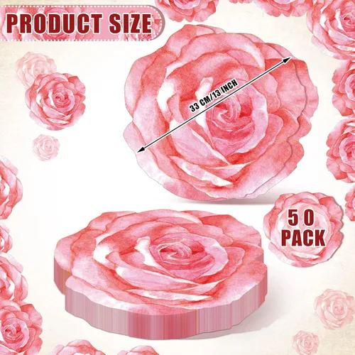 Miniatura 2 de Teling Paquete de 100 manteles individuales desechables florales rosas de 13 pulgadas para primavera y verano, manteles individuales de papel
