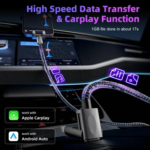 Miniatura 4 de Cable de carga de 240W 4 en 1, cable de carga rápida USB C a Lightning, cable trenzado USB a USB C, cable de carga múltiple esencial para viajes