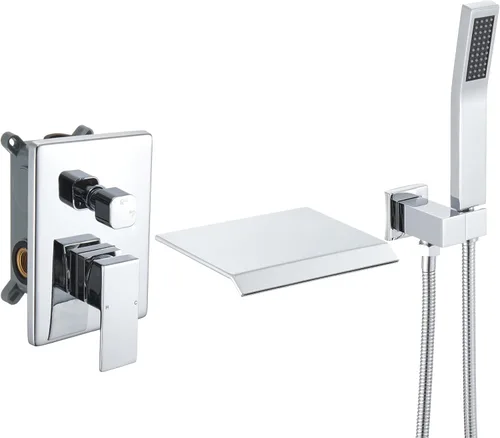Miniatura 9 de DASAN - Grifo de llenado de bañera de montaje en pared mejorado con ducha de mano, grifo de bañera moderno montado en la pared, dorado cepillado