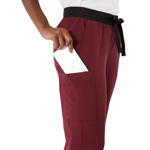 Miniatura 79 de ave. Varick - Pantalón médico de tiro medio para mujer, pierna recta, seis bolsillos, color azul caribeño, talla S