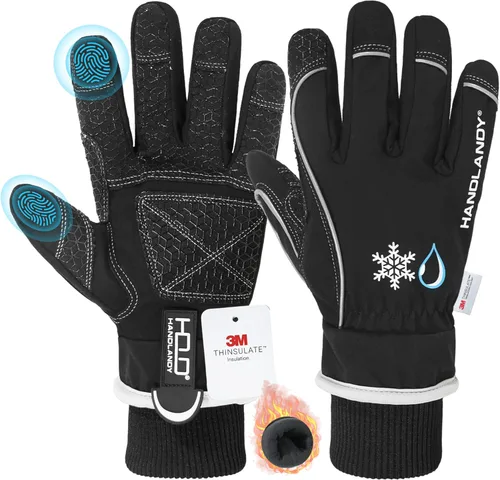 Miniatura 18 de HANDLANDY Winter Work Gloves, 3M Thinsulate Waterproof Insulated Glove for Men Women Rosa