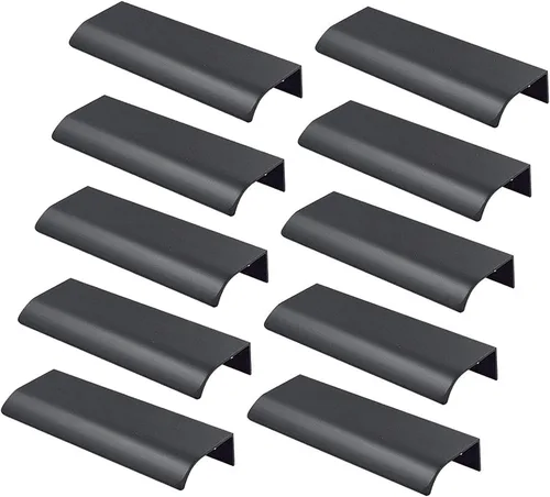 Miniatura 32 de Tiradores negros de 1.38 pulgadas para gabinete, 10 unidades, espacio entre agujeros de 0.63 pulgadas, tiradores de borde de aleación de aluminio
