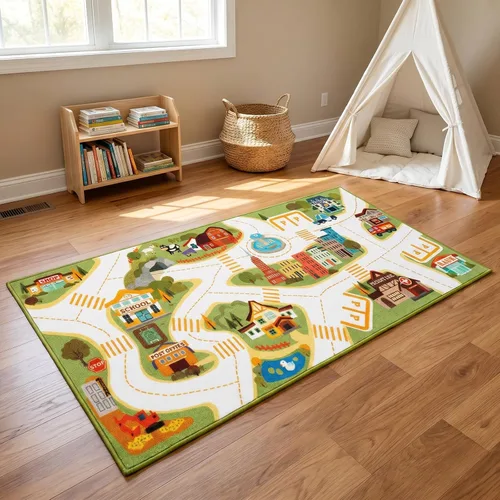 Alfombra de juego para niños con bolsa de almacenamiento, grande de 55 x 26 pulgadas, alfombra de juego de actividades para jugar en el suelo,