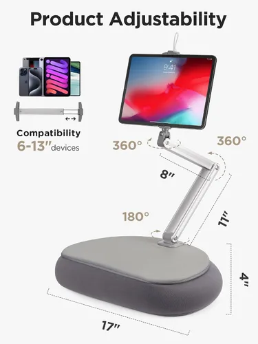 Miniatura 4 de InnoGear Soporte de almohada para tablet para regazo, soporte de manos libres ajustable de 360° para cama, sofá, lectura, compatible con iPad Kindle