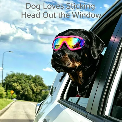 Miniatura 2 de Gafas de sol transparentes para perros NAMSAN y gafas de sol negras para perros de raza mediana a grande, 2 piezas, protección ocular para perros al