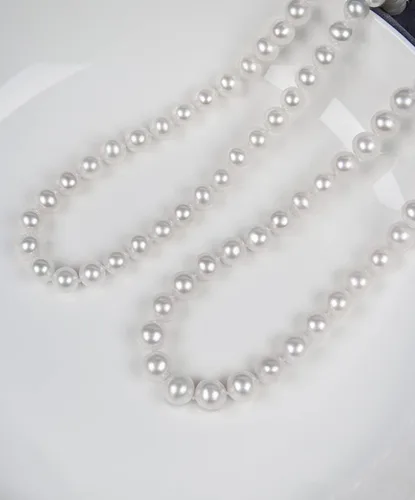 Miniatura 3 de HUWODY Pearl Necklace Round White Simulated Shell Pearl Necklace Strand 16"-24
