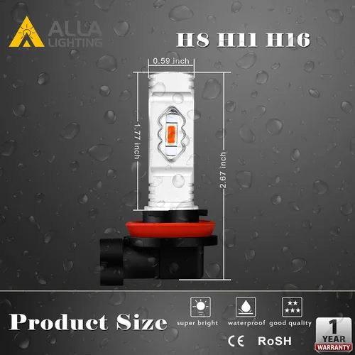 Miniatura 6 de Alla Lighting Bombillas LED antiniebla LED rojas H11 H16 de 3800 lm ETI 56-SMD Xtreme superbrillantes H8 H11 H16 bombillas LED de repuesto