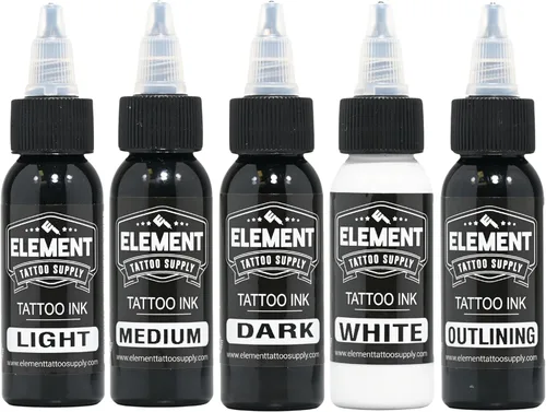 Miniatura 39 de Element Tattoo Supply - Tinta de tatuaje negra prémium - Tinta de tatuaje profesional y suministros para contorno, sombreado y mezcla - Tinta