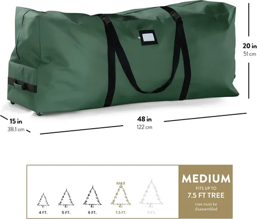 Miniatura 6 de ZOBER Bolsa de almacenamiento para árbol de Navidad con ruedas de tela Oxford 600D, se adapta a árboles artificiales de 7.5 pies, bolsa impermeable