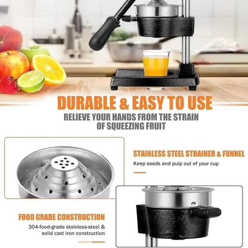Miniatura 2 de Exprimidor manual profesional de limón, exprimidor manual comercial de prensa de frutas, sin pelar, sin necesidad de añadir agua, fácil operación