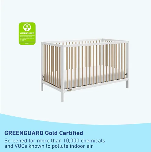 Miniatura 6 de Graco Teddi cuna convertible 5 en 1 (blanco con madera flotante) – Certificado GREENGUARD Gold, se convierte en cama de día, cama infantil y cama