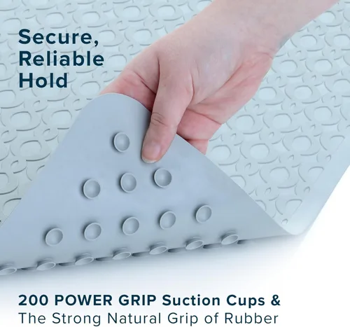 Miniatura 7 de SlipX Solutions Tapete de seguridad de goma grande y duradero de 27 x 15 pulgadas, siéntete seguro y seguro en tu baño o ducha, textura de Gris
