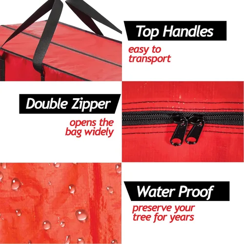 Miniatura 3 de Sagler Bolsa de almacenamiento para árbol de Navidad de 9 pies, impermeable, resistente, bolsa grande para árbol de Navidad, asas reforzadas, doble