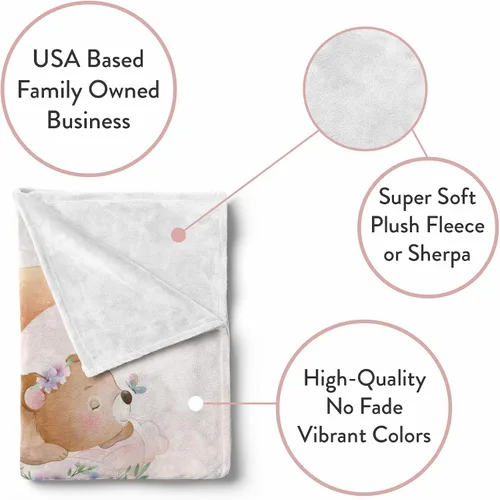 Miniatura 2 de Mantas de bebé personalizadas con nombre Manta de oso personalizada para bebés niñas y niños Manta unisex de forro polar suave y cálida Minky