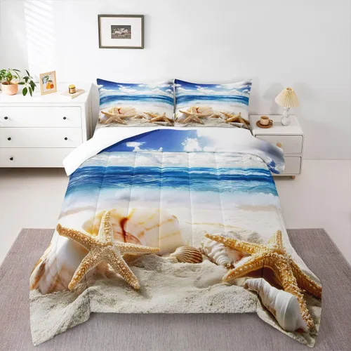 Miniatura 15 de Erosebridal Juego de edredón de tiburón, tamaño individual, juego de ropa de cama de vida oceánica para niños y niñas, color verde azulado