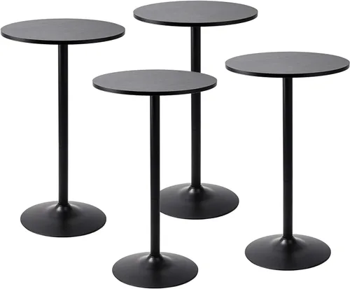 Miniatura 8 de Pearington Santina, Mesa Redonda Individual para Cóctel, de Pub y Bistro, de Altura Alta con Parte Superior y Base Negras Negro