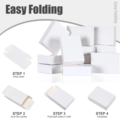 Miniatura 6 de Gersoniel 100 piezas de cajas de jabón kraft para envasado de jabón casero, suministros para fiestas, regalos y envoltorios, 9,7 x 7,1 x 3 cm Blanco
