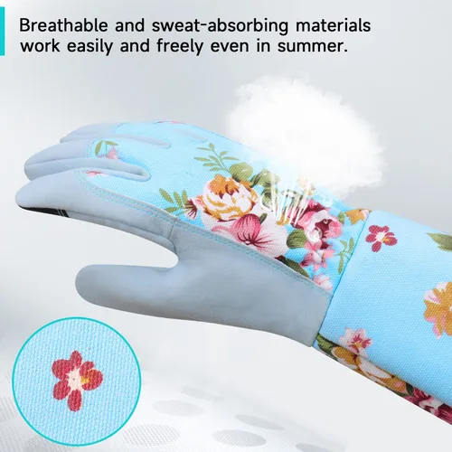 Miniatura 5 de WANCHI Guantes de jardín de manga extendida para mujer, guantes de jardinería de agarre suave, ligeros y cómodos para plantar, paisajismo y tareas