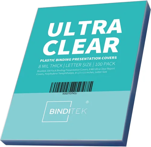 Miniatura 11 de Binditek paquete de 50 portadas de encuadernación transparentes de PVC de 8 mil, 11 x 17 pulgadas, tamaño tabloide, esquinas cuadradas, sin