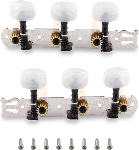 Miniatura 4 de 3 clavijas de afinación para guitarra chapadas en oro, llaves de afinación, afinadores de un solo agujero para guitarra clásica 3L 3R.
