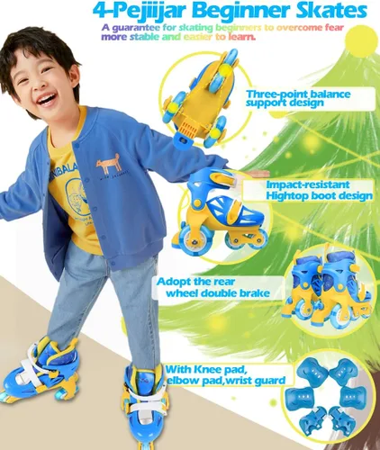 Miniatura 2 de Kids Quad Roller Skate,Roller Skates for Girls Boys,3-Point Balance Roller Shoes for Beginners