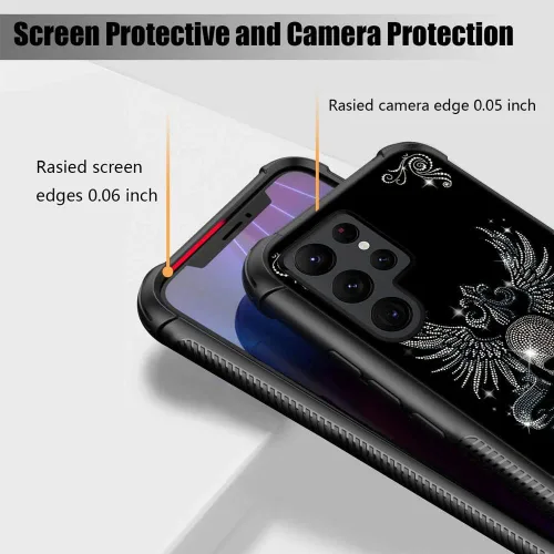 Miniatura 4 de ZHEGAILIAN Funda compatible con Samsung Galaxy S22 Ultra, funda de vidrio orgánico para niñas, mujeres y hombres, diseño de cuatro esquinas, Cabeza