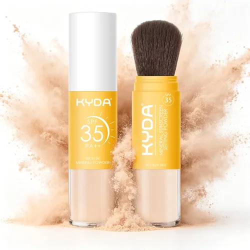 Miniatura 13 de KYDA Protector solar mineral en polvo para rostro y cuero cabelludo, protector solar SPF 35 para el cuero cabelludo, protector solar