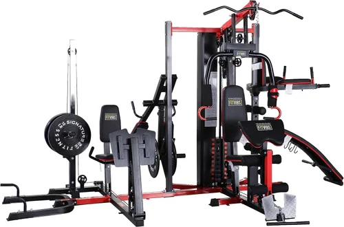 Miniatura 2 de Fitvids Multifunctional Home Gym System Workout Station with Leg Extension and Preacher Curl, 122.5LB Weight Stack, Multiple Options, Multiple