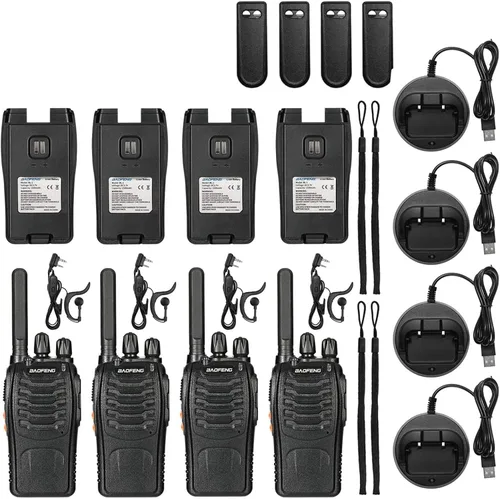Miniatura 7 de BAOFENG BF-88ST Walkie Talkies para adultos de largo alcance, paquete de 4, radio portátil de dos vías con carga USB VOX manos libres, radios